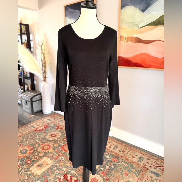 Calvin Klein Black Dress with Silver Detailing - Picture 4 of 10